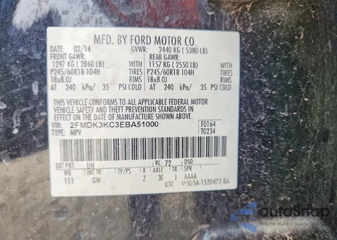 2014 Ford Edge Limited z USA, uszkodzony, nr VIN 2FMDK3KC3EBA51000